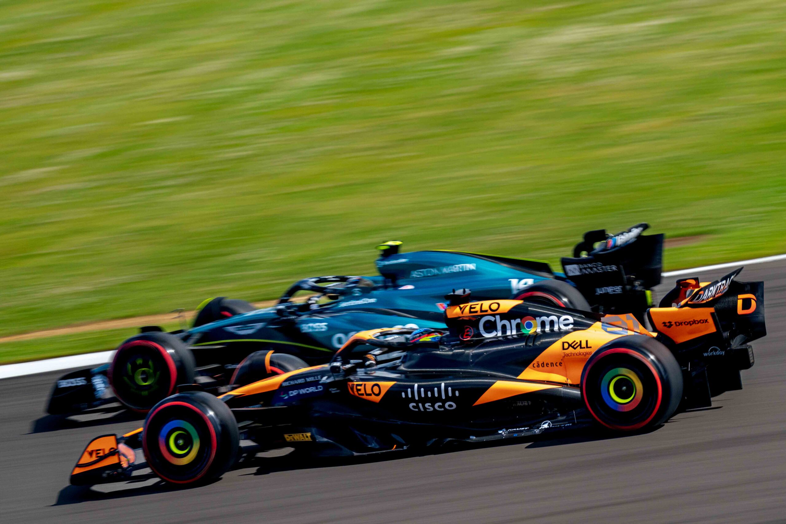 Oscar Piastri on Fernando Alonso at the British F1 Grand Prix Silverstone 2024