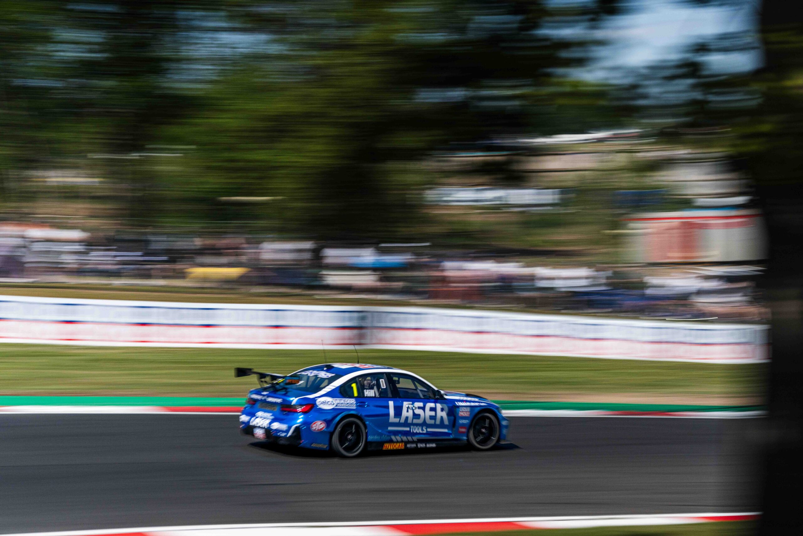 Jake Hill with Laser Tools Racing on his way to victory in race one of the BTCC at Brands Hatch May 2025