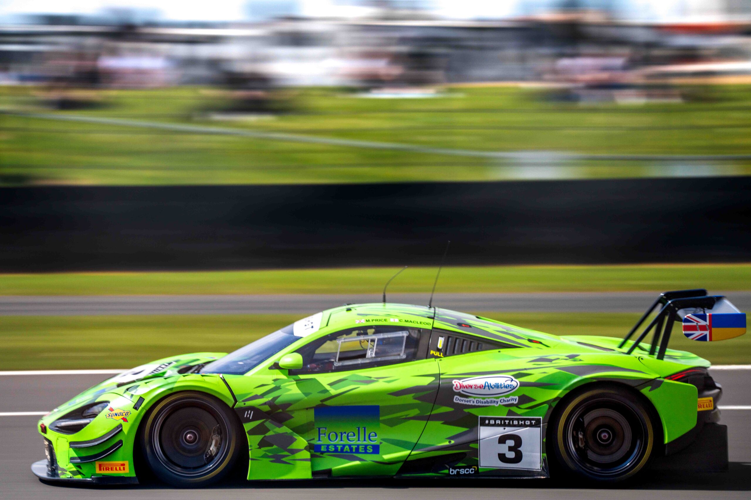 Car #3 Optimum Motorsport McLaren 720S GT3 Evo Mark Price & Callum Macleod at the British GT Championship Silverstone 500