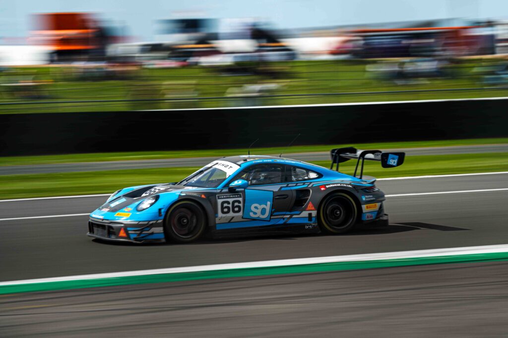 Team Parker Racing’s car #66 at the Silverstone 500 Nick Jones & Sven Muller in their Porsche 911 GT3 R (992) British GT