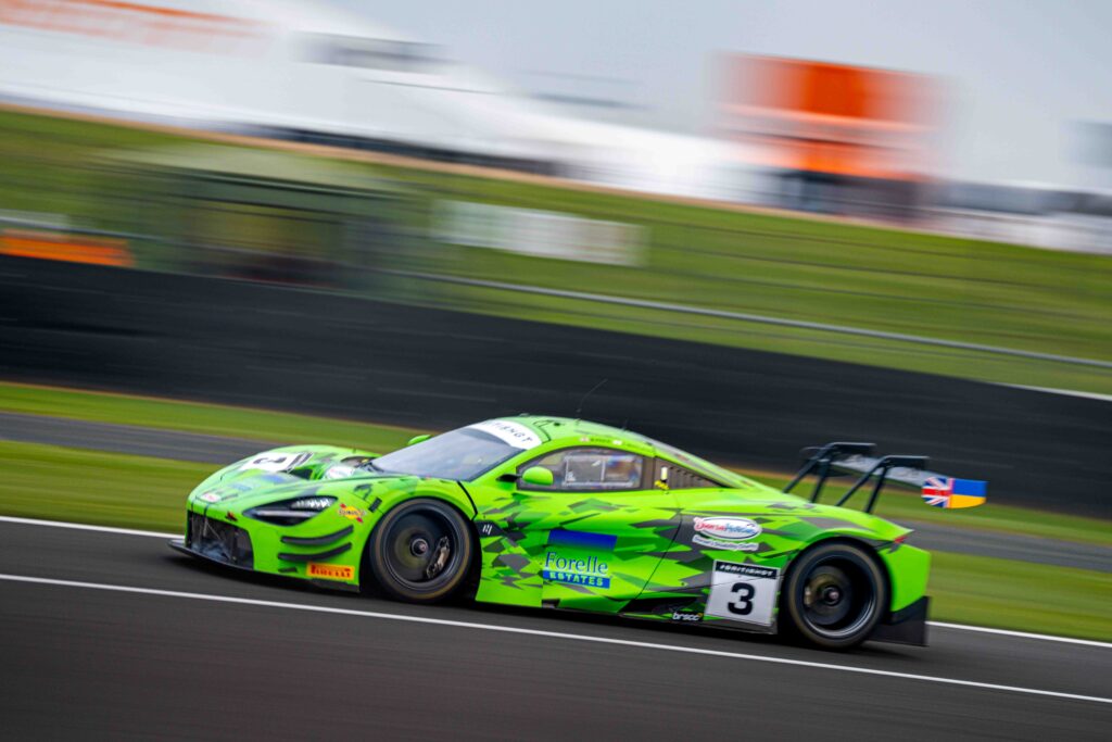 Car #3 Optimum Motorsport McLaren 720S GT3 Evo Mark Price & Callum Macleod at the British GT Championship Silverstone 500