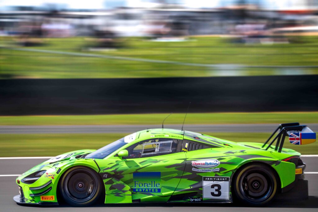 Car #3 Optimum Motorsport McLaren 720S GT3 Evo Mark Price & Callum Macleod at the British GT Championship Silverstone 500