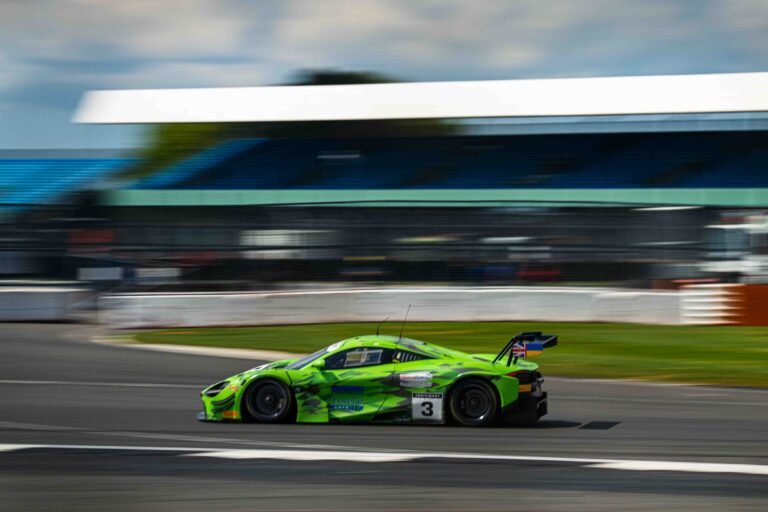 Car #3 Optimum Motorsport McLaren 720S GT3 Evo Mark Price & Callum Macleod at the British GT Championship Silverstone 500
