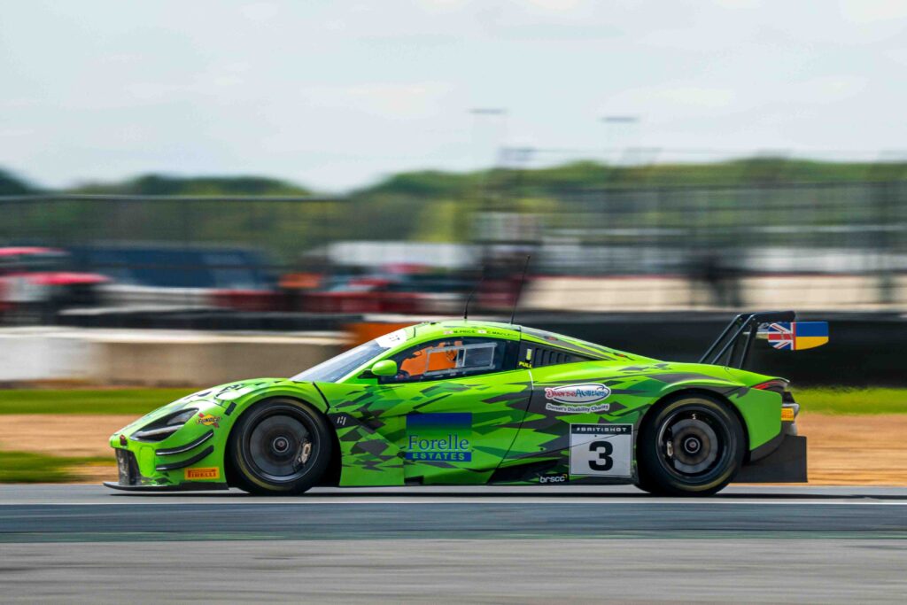 Car #3 Optimum Motorsport McLaren 720S GT3 Evo Mark Price & Callum Macleod at the British GT Championship Silverstone 500