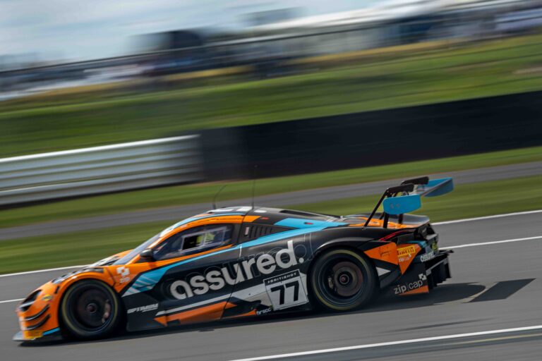 Optimum Motorsport‘s Morgan Tillbrook & Marvin Kirchhöfer in Car 77’s McLaren 720s GT3 Evo British GT Championship 2025. Silverstone 500