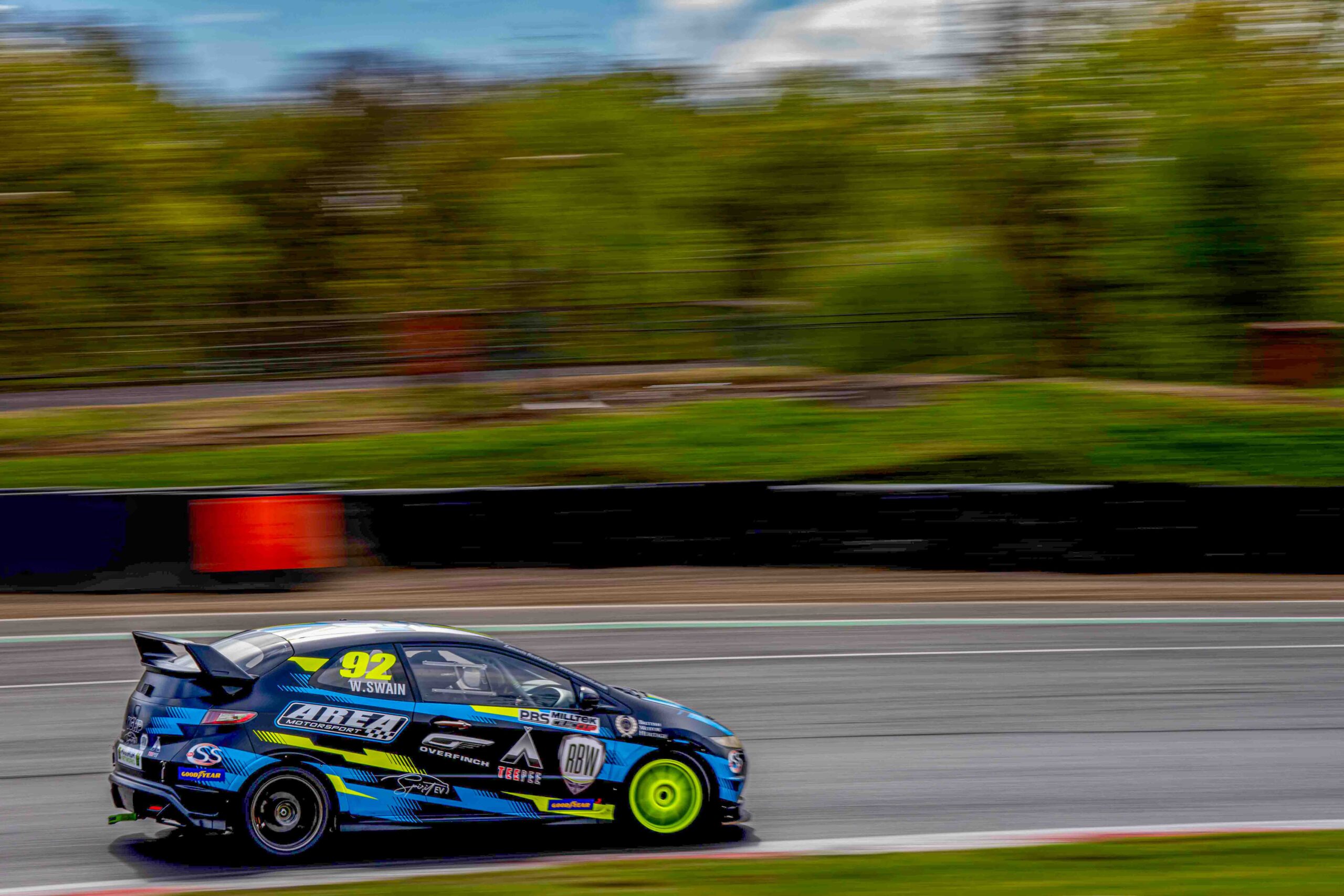 Wesley Swain car 92 for Area Motorsport at Brands Hatch April 2025. Shot at 1/30, f/13, iso 50.
