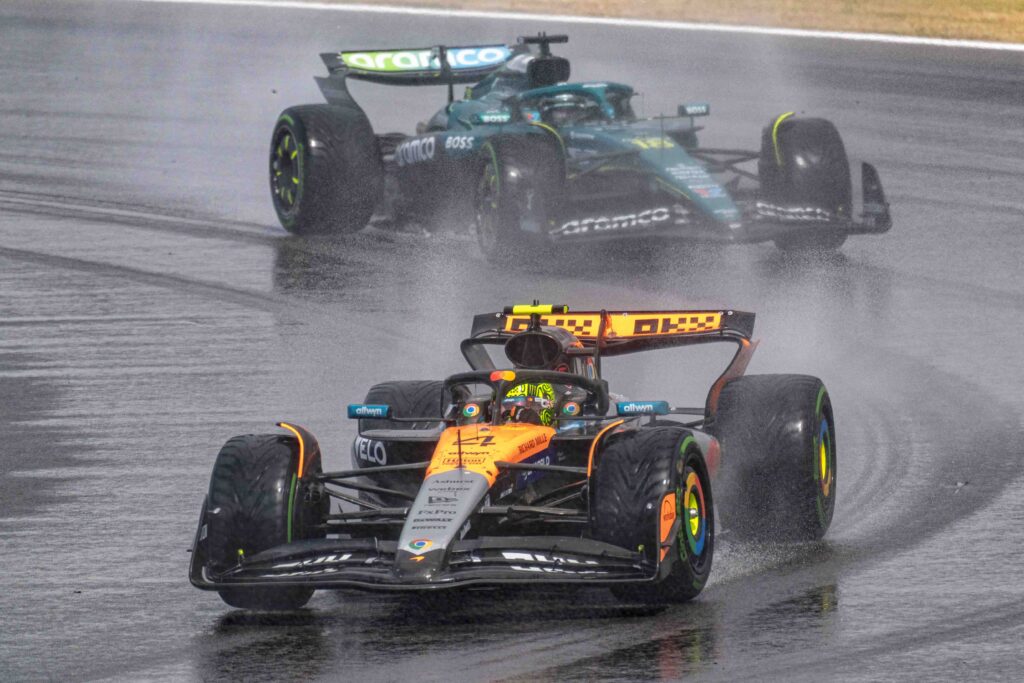 Lando Norris & Lance Stroll During the Feature F1 Race at the British Grand Prix 2025