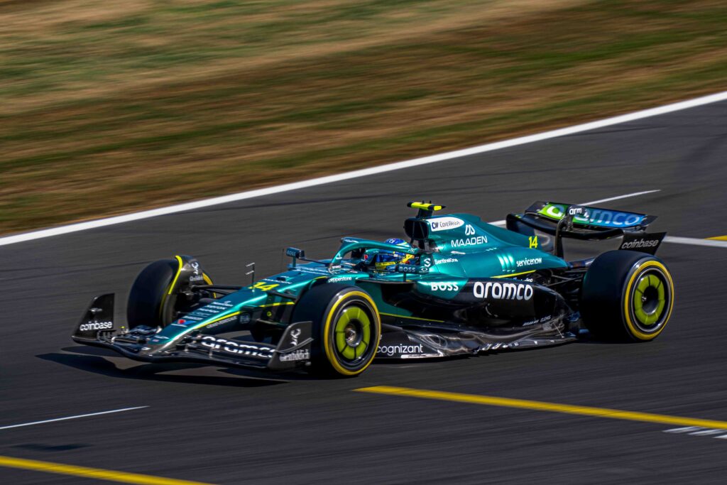 Fernando Alonso for Aston Martin During FP2 at the British F1 Grand Prix 2025