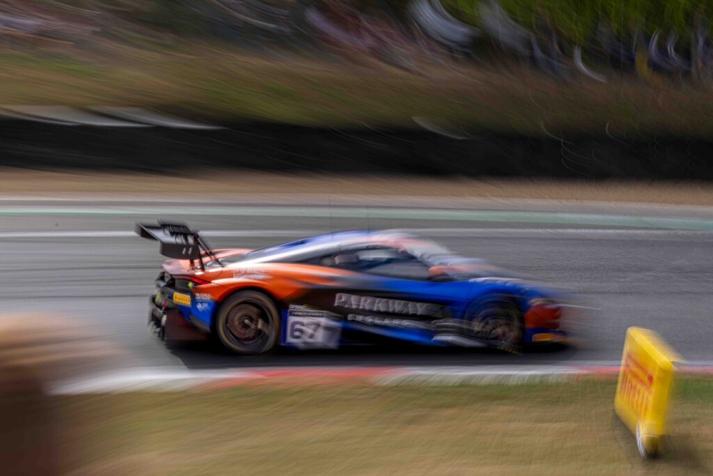 Orange Racing’s car #67 McLaren 720S GT3 Evo in the British GT Championship Brands Hatch