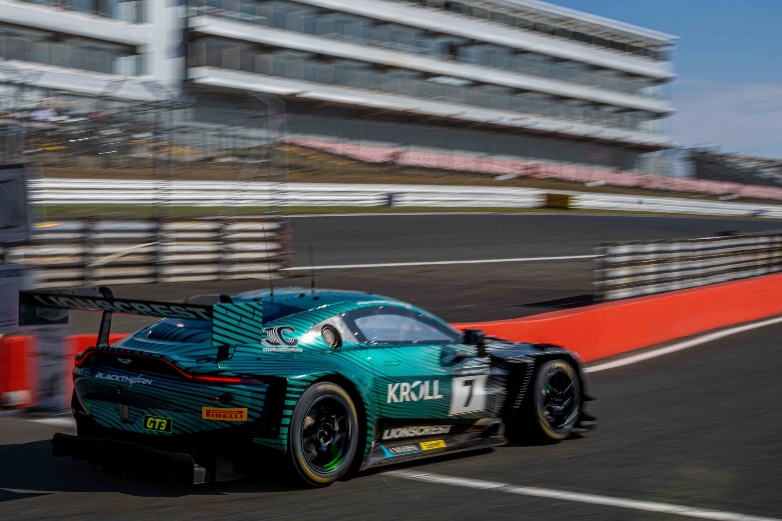 Giacomo Petrobelli for Blackthorn shot at Brands Hatch during the British GT Championship