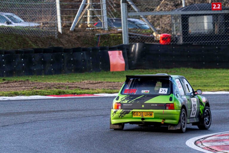 Brands Hatch, UK, 17th January, 2026, Jamie McBain & Jordine Crooks In a Peugeot 205 Maxi at Round 4 of the Protyre Circuit Rally Championship, "The Winter Stages", Christopher Neve / Alamy Live News