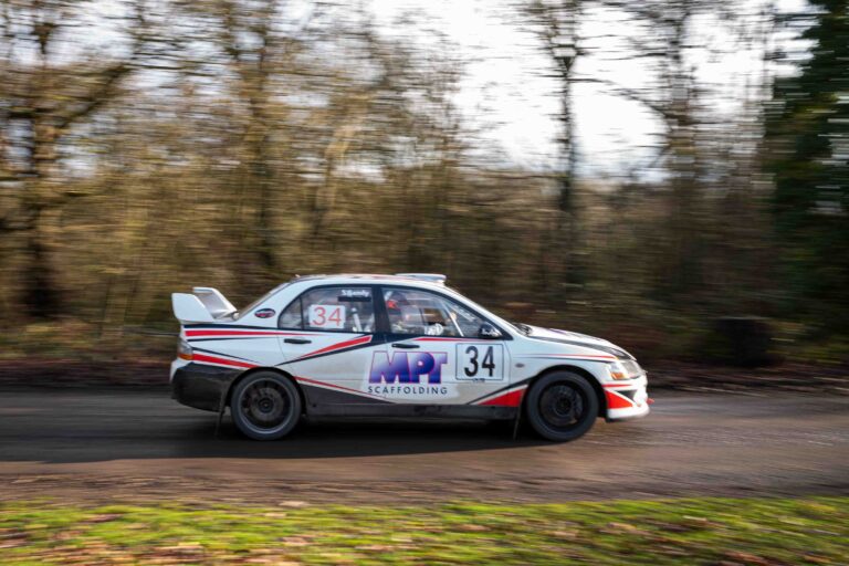 Brands Hatch, UK, 17th January, 2026, Sami Gendy & Matt Smalley In a Mitsubishi Evo 9 at Round 4 of the Protyre Circuit Rally Championship, "The Winter Stages", Christopher Neve / Alamy Live News