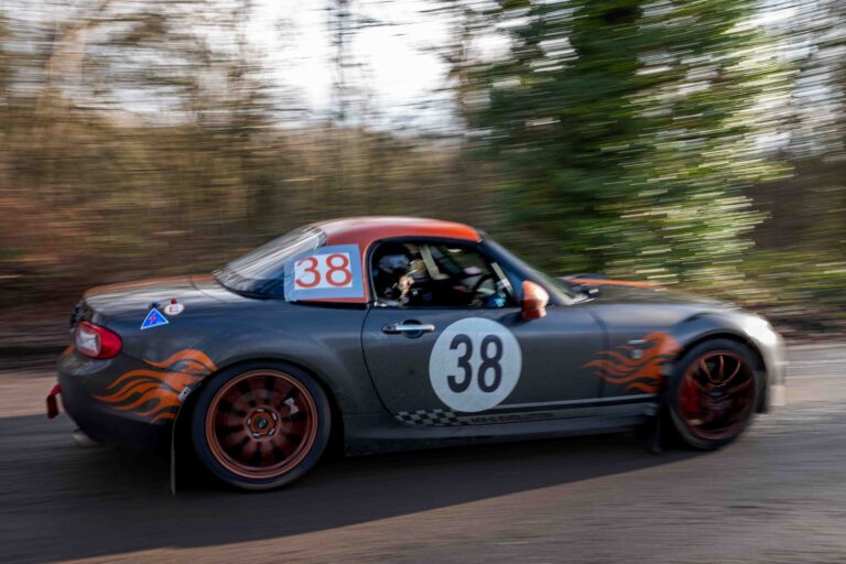Brands Hatch, UK, 17th January, 2026, Nigel Brain & Martin Corbett In a Mazda MX5 at Round 4 of the Protyre Circuit Rally Championship, "The Winter Stages", Christopher Neve / Alamy Live News