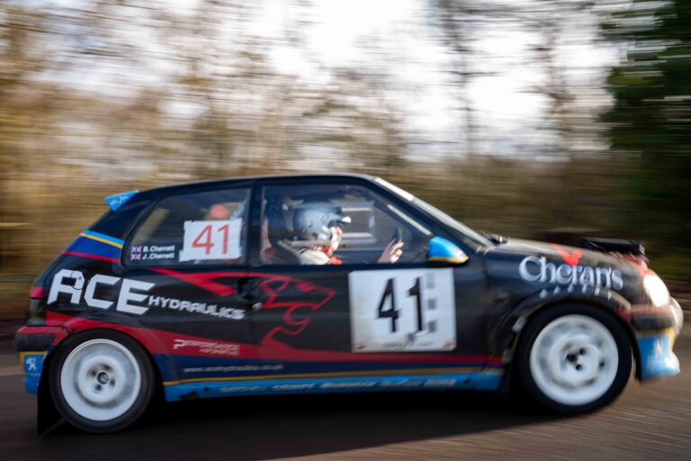 Brands Hatch, UK, 17th January, 2026, Bryan Cherrett & Jack Cherrett In a Peugeot 106 at Round 4 of the Protyre Circuit Rally Championship, "The Winter Stages", Christopher Neve / Alamy Live News