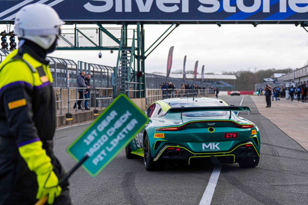 Will Orton & Jessica Hawkins in an Aston Martin Vantage AMR GT4 Evo for MK Racing at the British GT Media Day