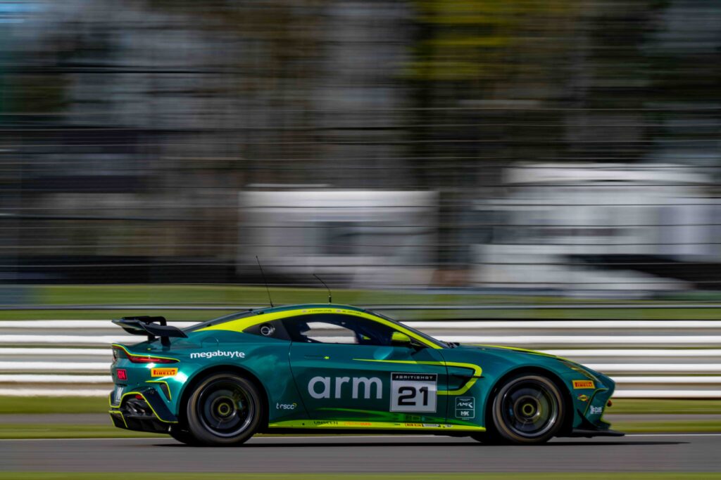 Will Orton & Jessica Hawkins in a Aston Martin Vantage AMR GT4 Evo for MK Racing at the British GT Media Day