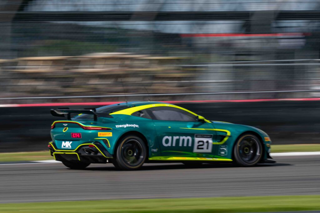 Will Orton & Jessica Hawkins in a Aston Martin Vantage AMR GT4 Evo for MK Racing at the British GT Media Day