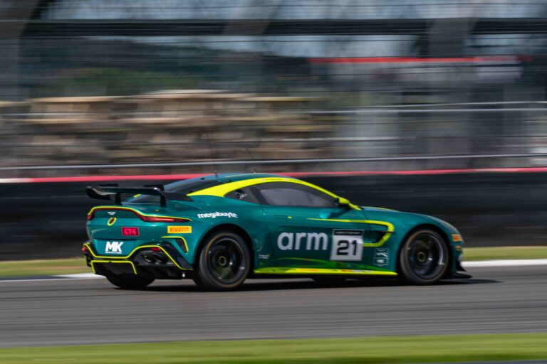 Will Orton & Jessica Hawkins in a Aston Martin Vantage AMR GT4 Evo for MK Racing at the British GT Media Day