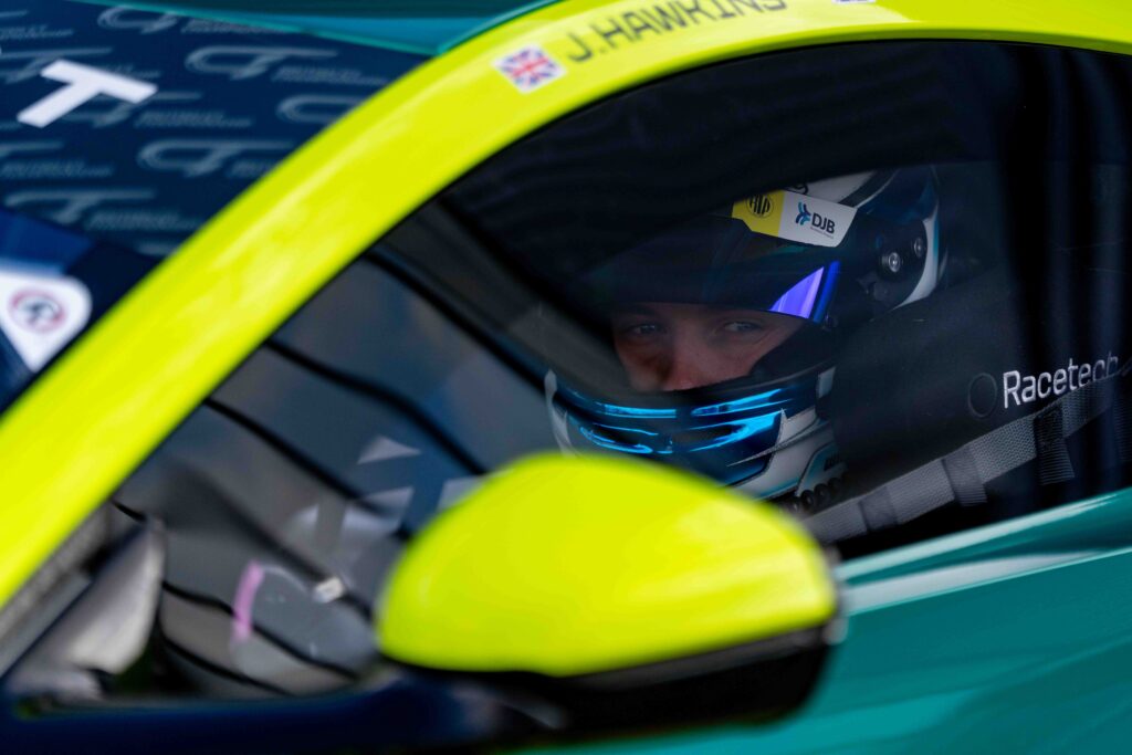 Will Orton & Jessica Hawkins in an Aston Martin Vantage AMR GT4 Evo for MK Racing at the British GT Media Day