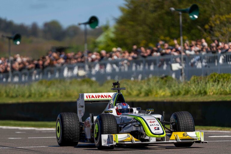 Jenson Button Piloting the 2019 Brawn GP BGP 001 at the Goowood 83rd Member's meeting,