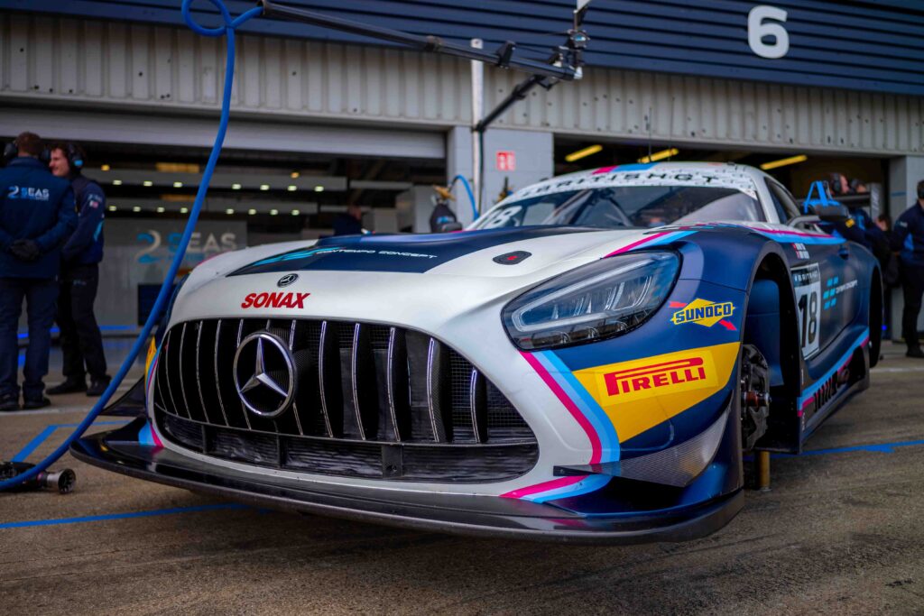 Kevin Tse & Ben Green in a Mercedes-AMG GT3 Evo for 2Seas Motorsport at the British GT Media Day,