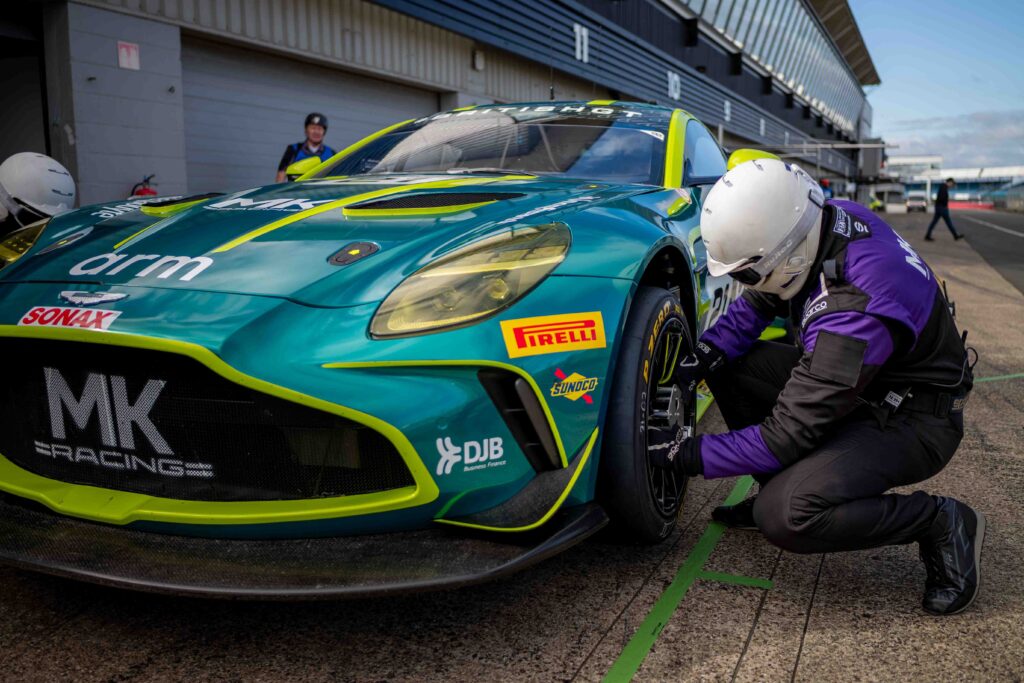 Will Orton & Jessica Hawkins in a Aston Martin Vantage AMR GT4 Evo for MK Racing at the British GT Media Day