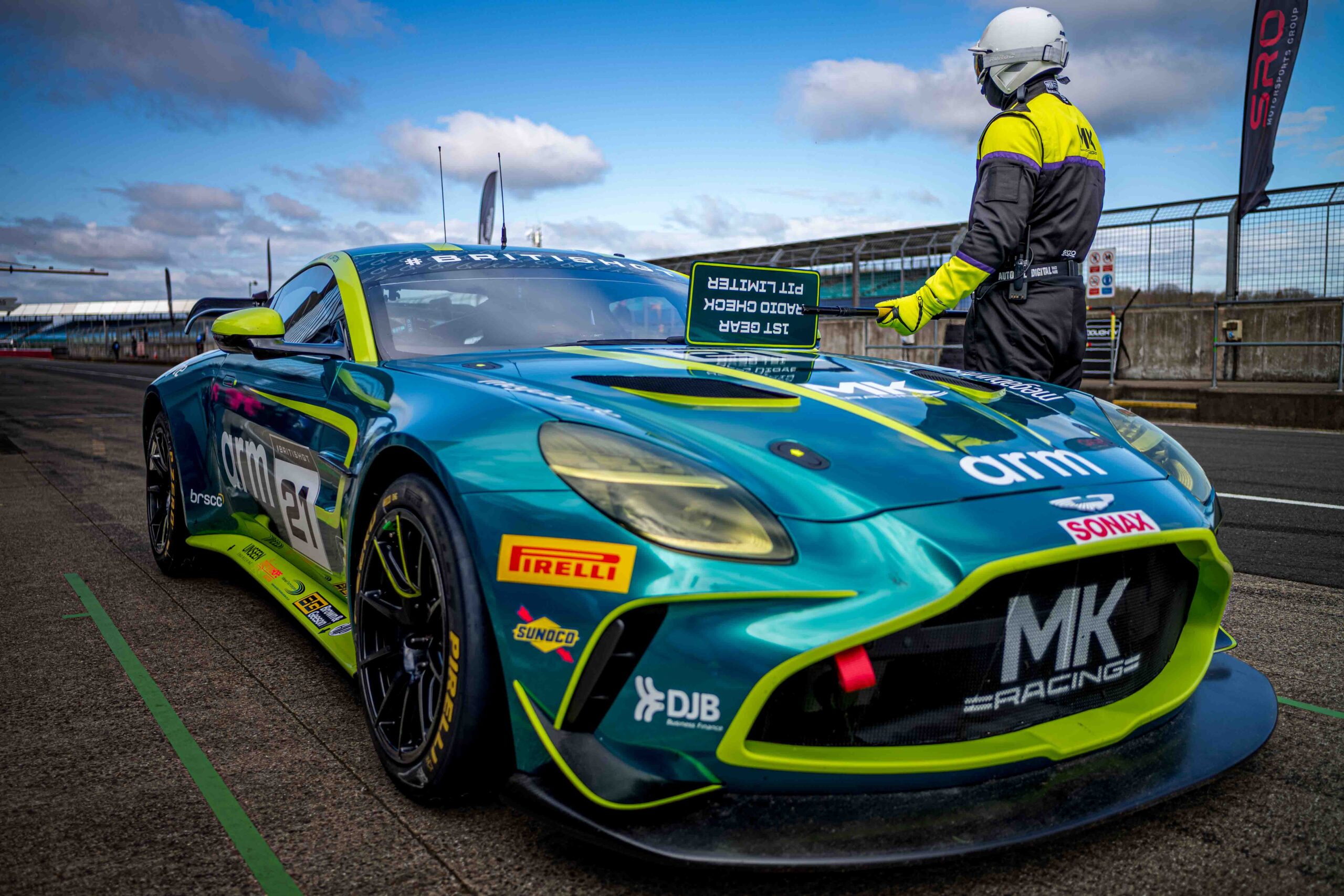 Will Orton & Jessica Hawkins in an Aston Martin Vantage AMR GT4 Evo for MK Racing at the British GT Media Day