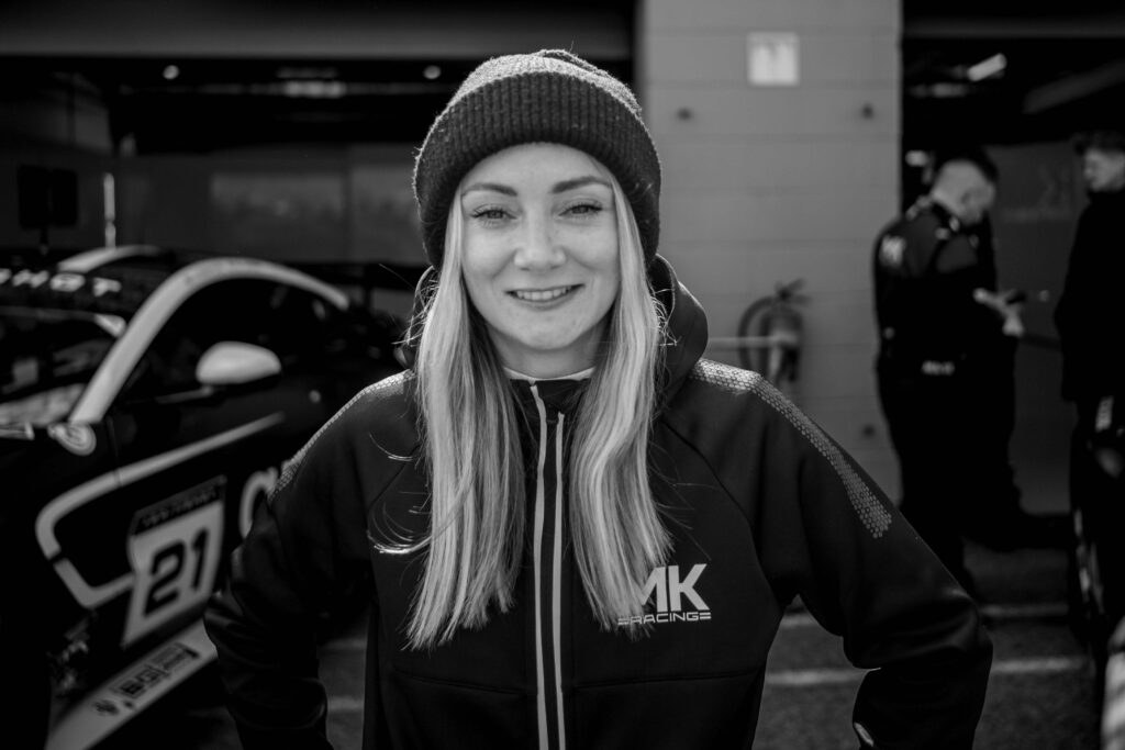 Jessica Hawkins in a Aston Martin Vantage AMR GT4 Evo for MK Racing at the British GT Media Day