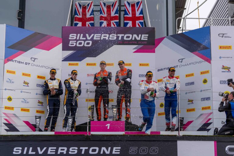 On the Podium Jack Mitchell & Luke Shaw in 1st, Ronan Pearson & John Hartshorne in 2nd & Colin Turkington & Ernie Graham in 3rd