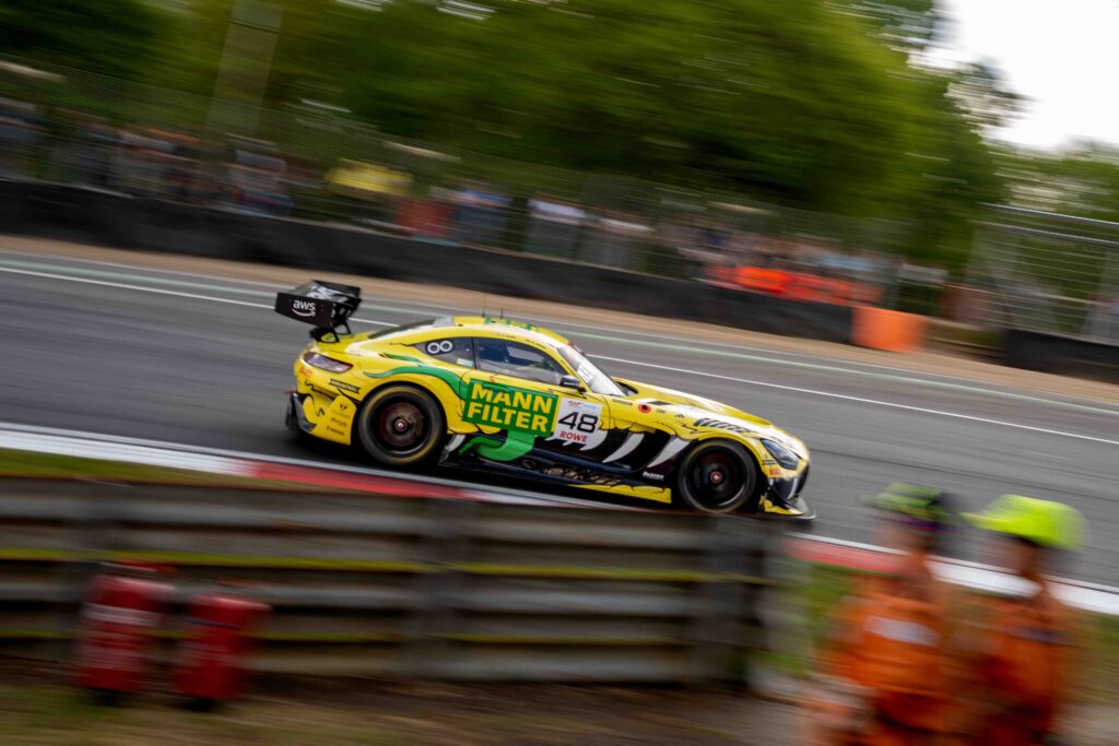 Car #48 Lucas Auer & Maro Engel In a Mercedes-AMG GT3 EVO For Winward Racing at the GT World Challenge Europe Powered by AWS at Brands Hatch
