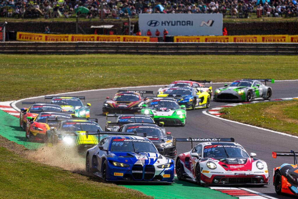 Car #77 Jop Rappange & David Pittard In a BMW M4 GT3 EVO For KPX Motorsport at the GT World Challenge Brands Hatch.