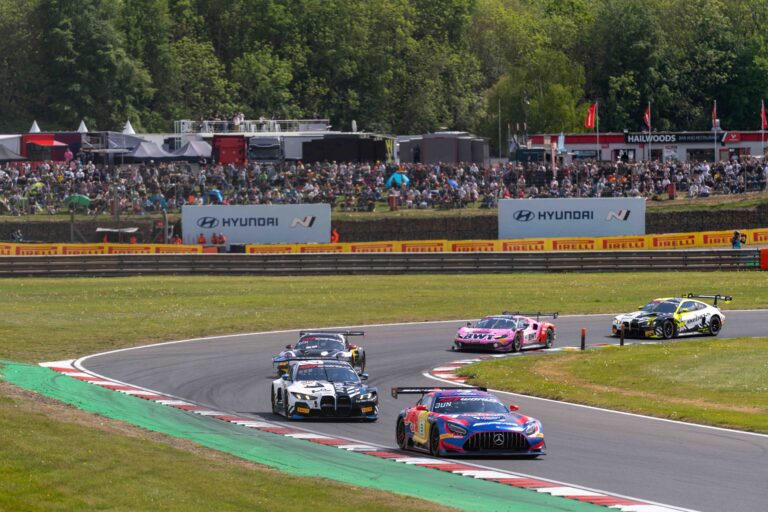 Competitors at the GT World Challenge Europe Powered by AWS at Brands Hatch,