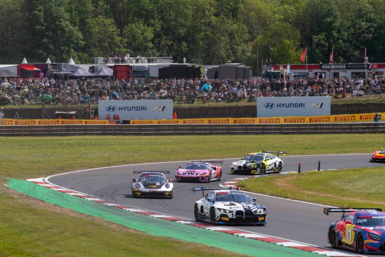 Competitors at the GT World Challenge Europe Powered by AWS at Brands Hatch,