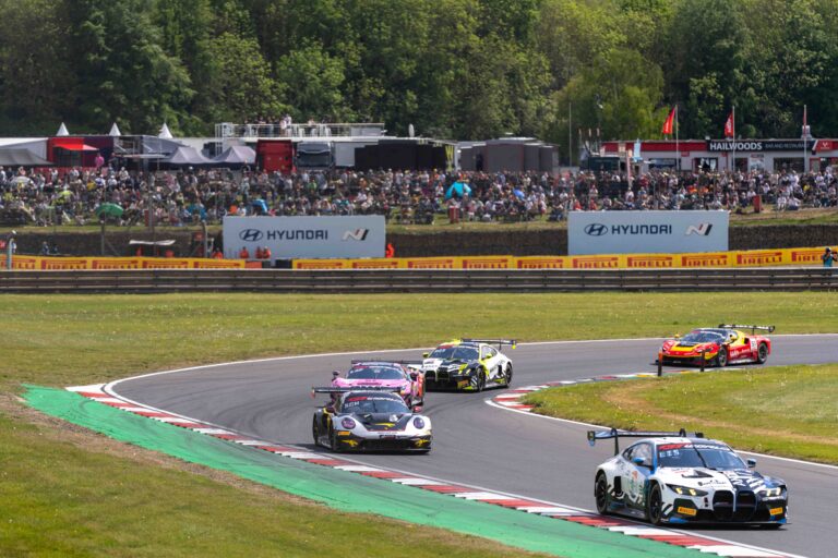 Competitors at the GT World Challenge Europe Powered by AWS at Brands Hatch,