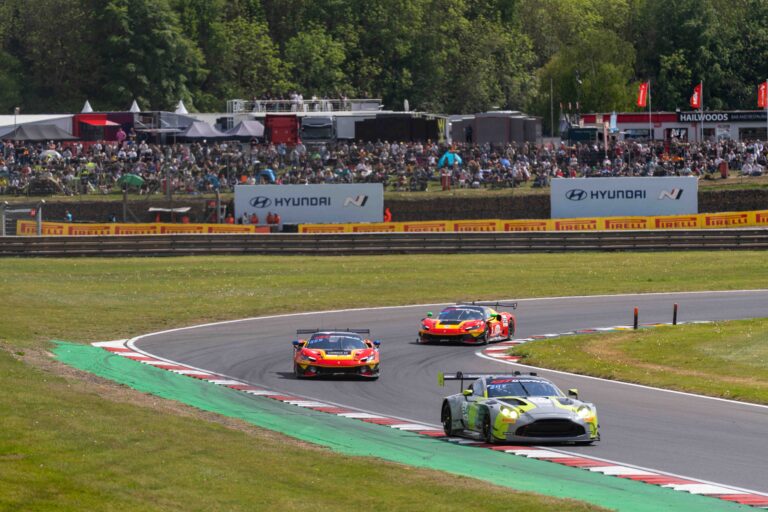 Competitors at the GT World Challenge Europe Powered by AWS at Brands Hatch,