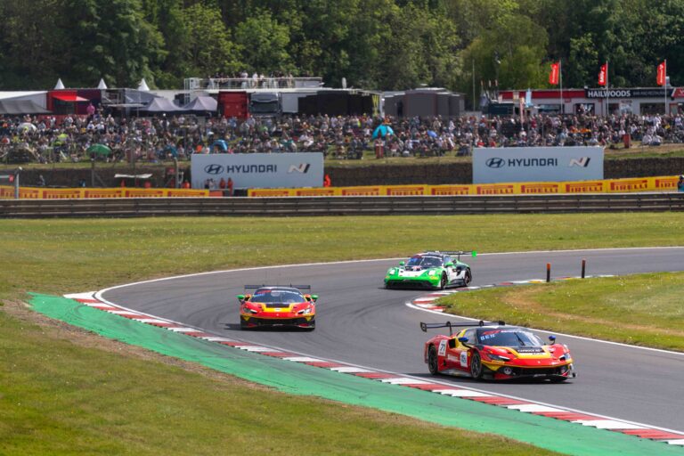 Competitors at the GT World Challenge Europe Powered by AWS at Brands Hatch,