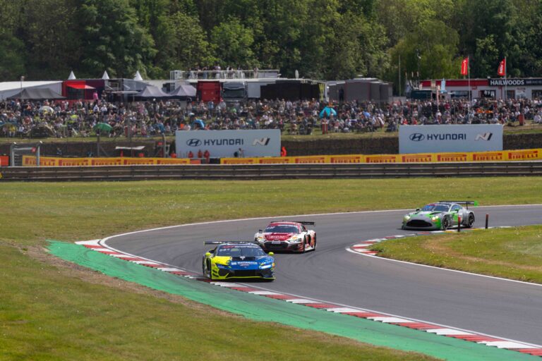 Competitors at the GT World Challenge Europe Powered by AWS at Brands Hatch,