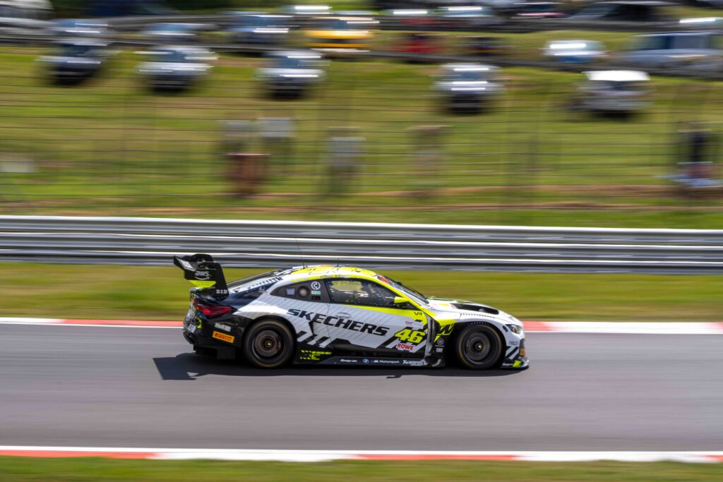 Car #46 Max Hesse & Valentino Rossi In a BMW M4 GT3 EVO For Team WRT at Brands Hatch During the GT World Challenge