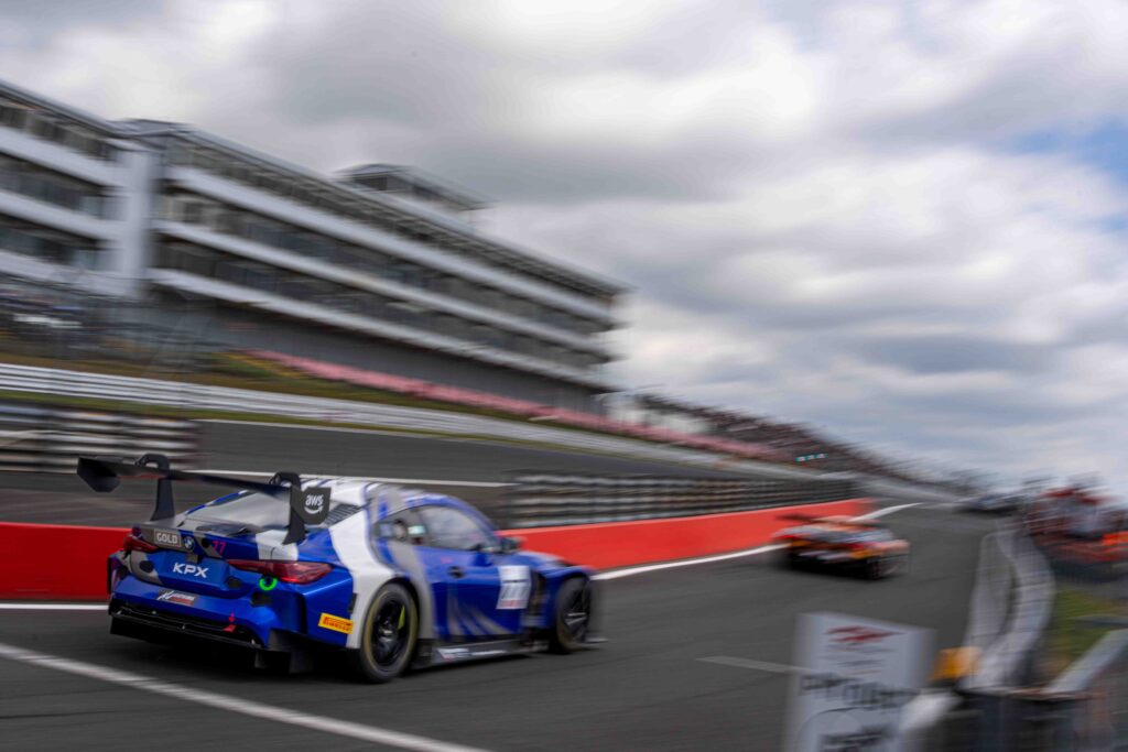 Car #77 Jop Rappange & David Pittard In a BMW M4 GT3 EVO For KPX Motorsport at the GT World Challenge Brands Hatch.