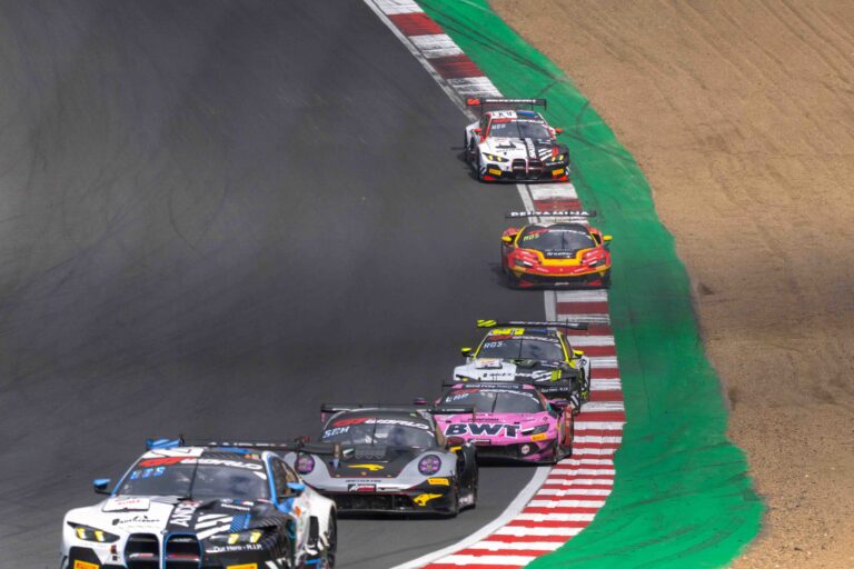 Competitors at the GT World Challenge Europe Powered by AWS at Brands Hatch.