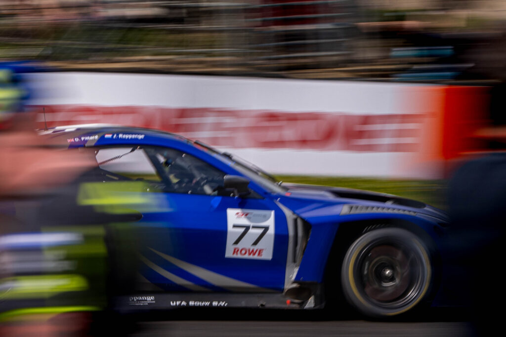 Car #77 Jop Rappange & David Pittard In a BMW M4 GT3 EVO For KPX Motorsport at the GT World Challenge Brands Hatch.