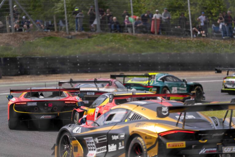 Competitors at the GT World Challenge Europe Powered by AWS at Brands Hatch.