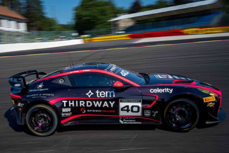 Spa Francorchamps, Belgium, 20th June, 2026, Car #40 James Townsend & Joe Wheeler for Townsend Racing powered by Fox Motorsport in a Aston Martin Vantage AMR GT4 Evo at the British GT Spa, Christopher Neve