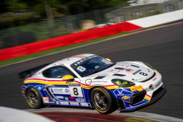 Spa Francorchamps, Belgium, 20th June, 2026, Car #8 Ian Duggan & Tom Bradshaw for Toro Verde GT in a Porsche 718 Cayman GT4 RS CS at the British GT Spa, Christopher Neve