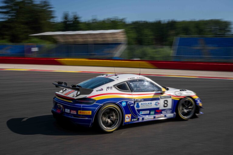 Spa Francorchamps, Belgium, 20th June, 2026, Car #8 Ian Duggan & Tom Bradshaw for Toro Verde GT in a Porsche 718 Cayman GT4 RS CS at the British GT Spa, Christopher Neve