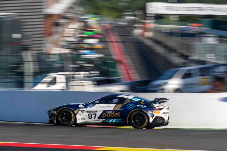 Spa Francorchamps, Belgium, 21st June, 2026, Car #97 John Hartshorne & Ronan Pearson for GBR Stratton Motorsport in an Aston Martin Vantage AMR GT4 Evo at the British GT Spa, Christopher Neve
