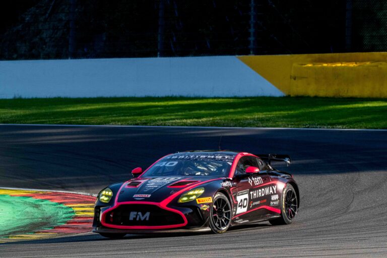 Spa Francorchamps, Belgium, 20th June, 2026, Car #40 James Townsend & Joe Wheeler for Townsend Racing powered by Fox Motorsport in a Aston Martin Vantage AMR GT4 Evo at the British GT Spa, Christopher Neve