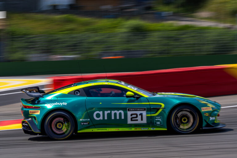 Spa Francorchamps, Belgium, 21st June, 2026, Car #40 James Townsend & Joe Wheeler for Townsend Racing powered by Fox Motorsport in a Aston Martin Vantage AMR GT4 Evo at the British GT Spa, Christopher Neve