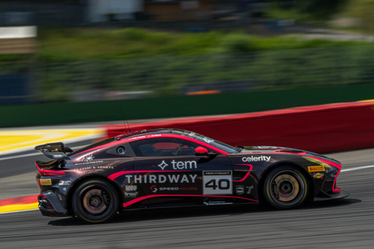 Spa Francorchamps, Belgium, 21st June, 2026, Car #40 James Townsend & Joe Wheeler for Townsend Racing powered by Fox Motorsport in a Aston Martin Vantage AMR GT4 Evo at the British GT Spa, Christopher Neve