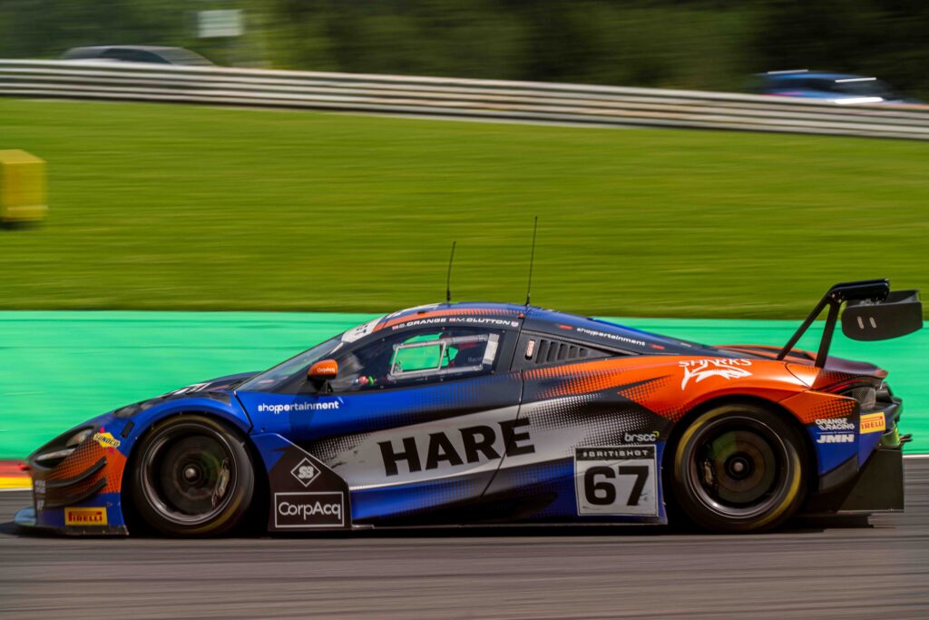 Car #67 Simon Orange & Marcus Clutton for Orange Racing by JMH in a McLaren 720S GT3 Evo at the British GT Spa